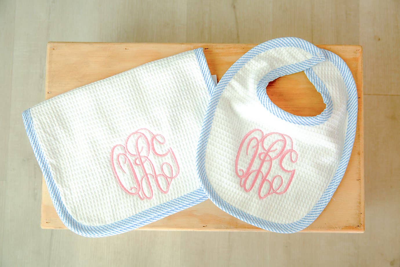 Bib / Burp Cloth Set - Pink or Blue