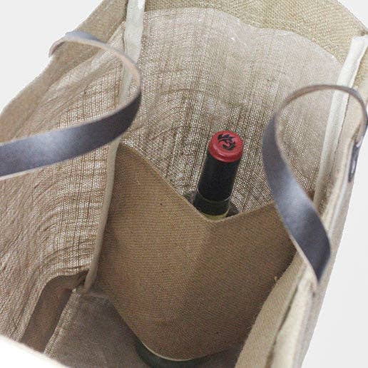 Jute and Leather Market Tote Bag