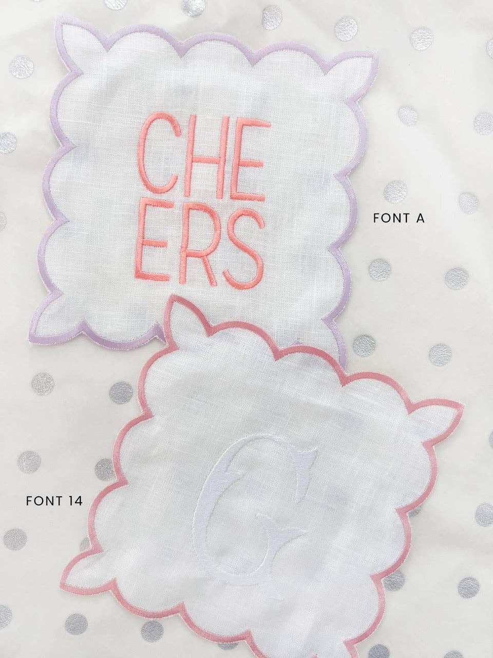 Square Scalloped Cocktail Napkins - Custom