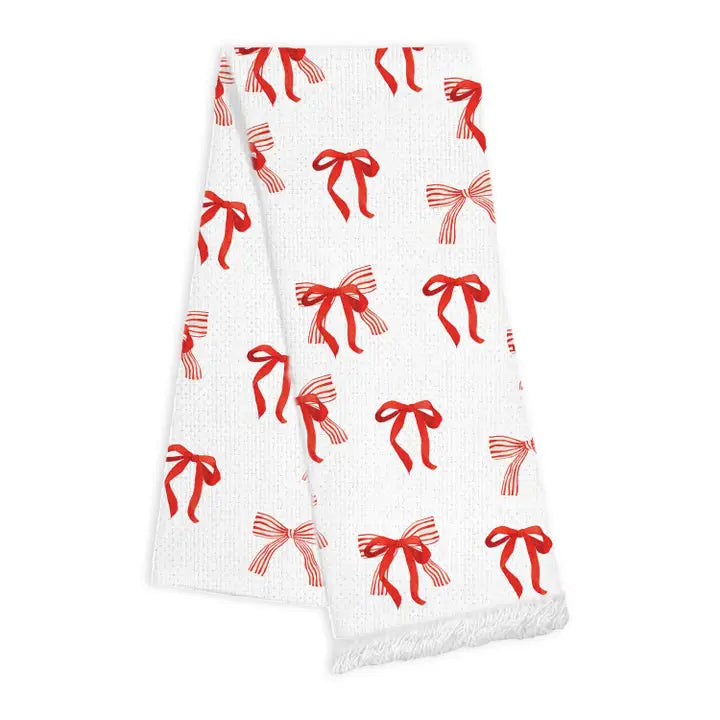 Fringe Towel - Red Bows