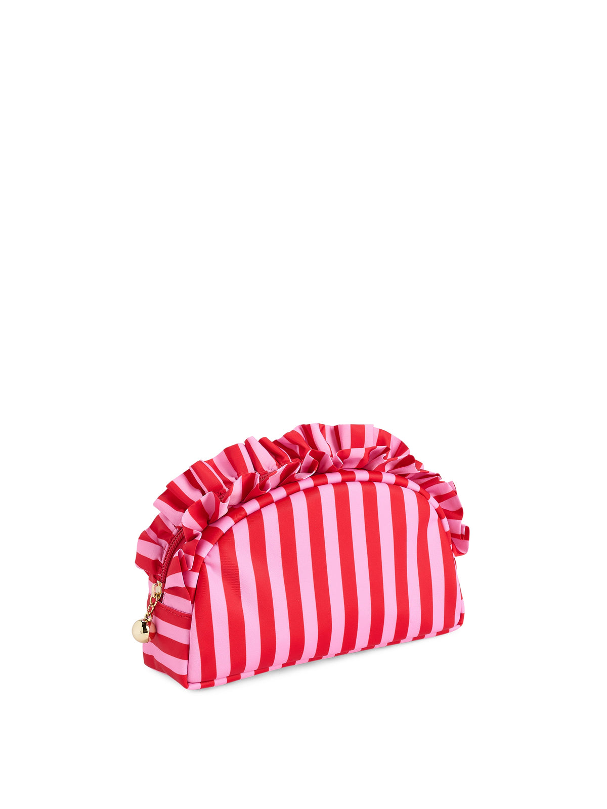 Shiraleah Stripe Ruffle Small Zip Pouch in red