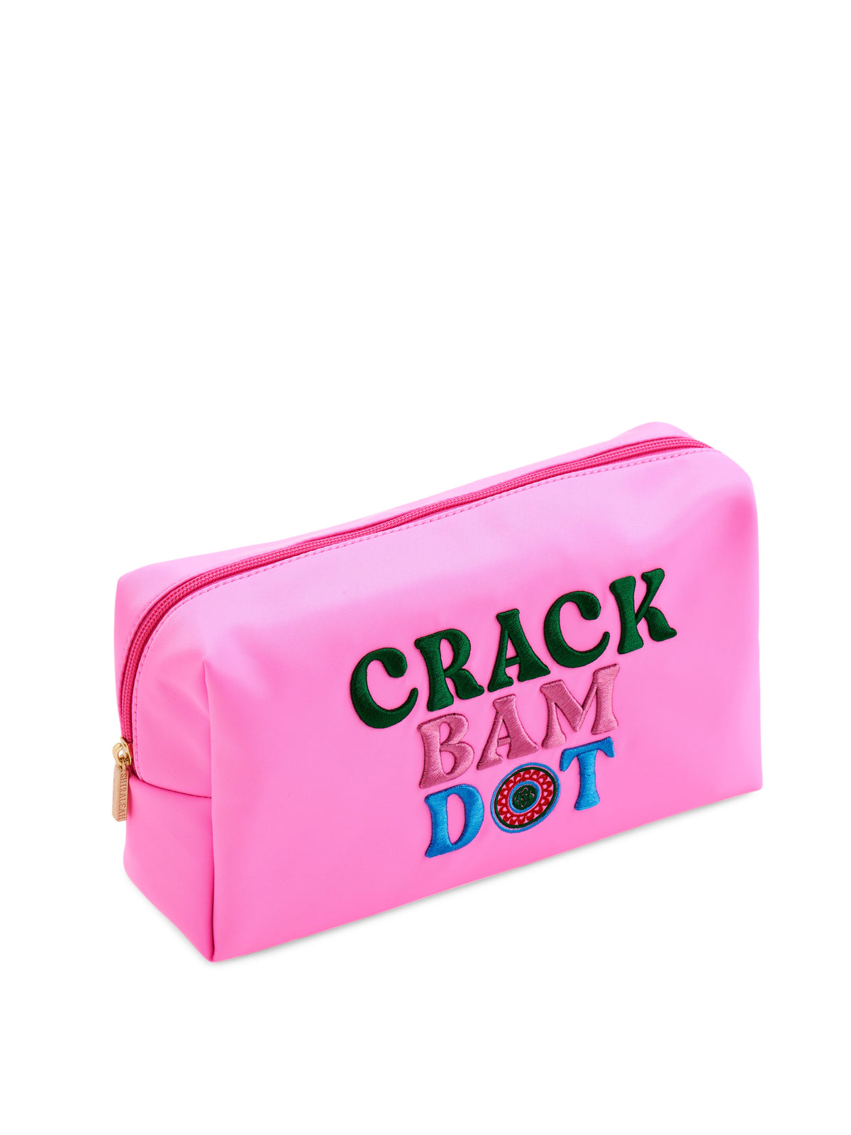 Shiraleah Crack Bam Dot Mahjong Tiles Zip Pouch in pink