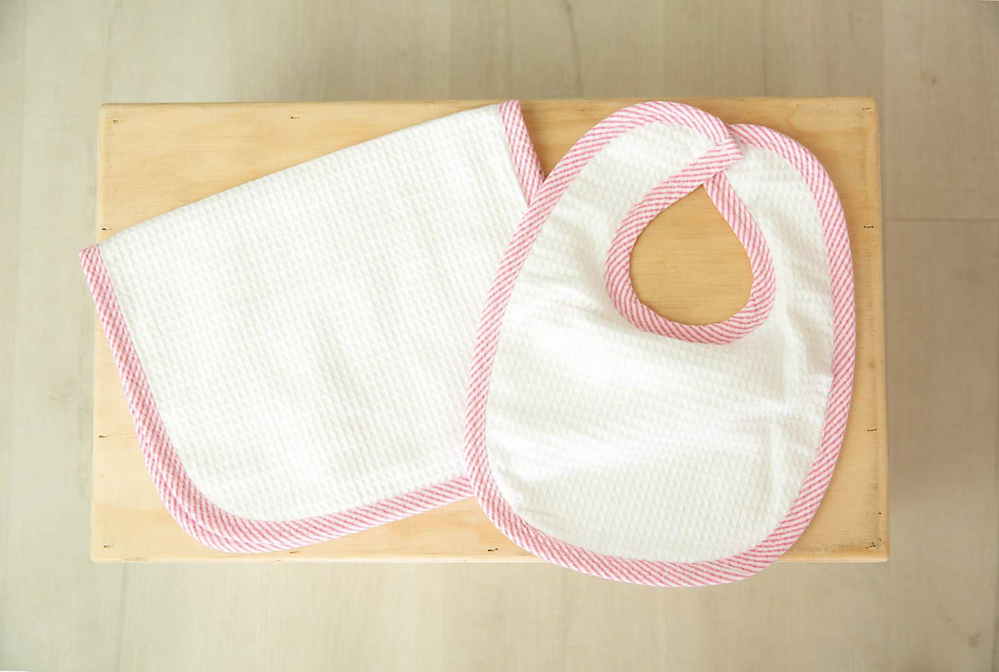 Bib / Burp Cloth Set - Pink or Blue