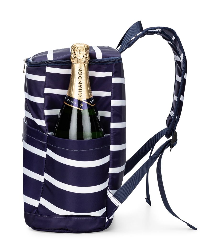 Navy Strip Backpack Cooler