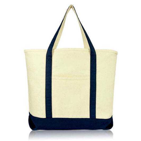 Large Cotton Canvas Tote - Navy