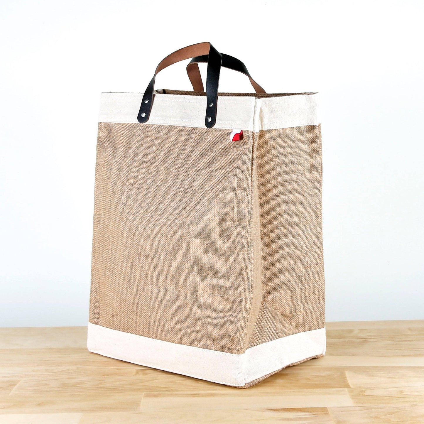 Jute and Leather Market Tote Bag