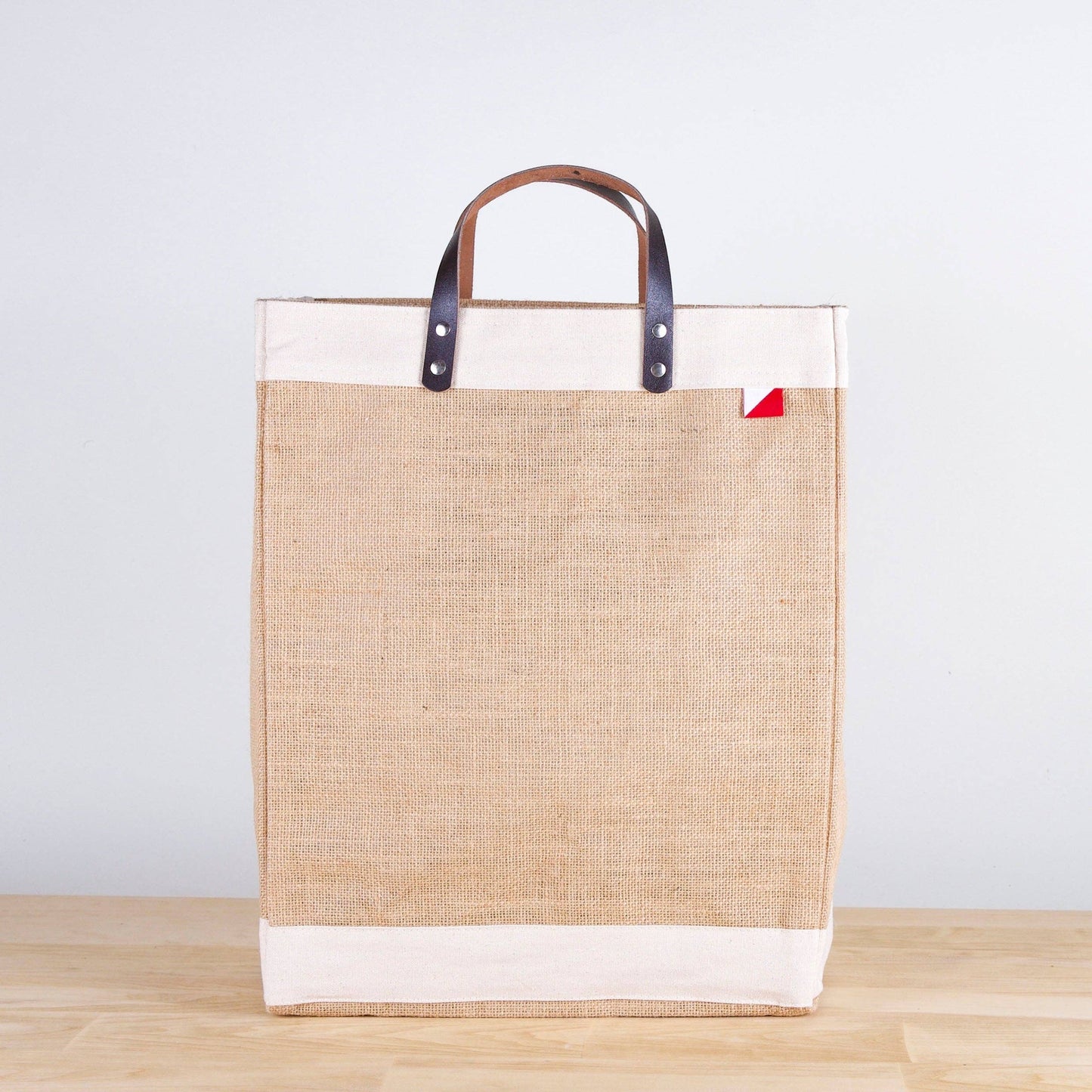 Jute and Leather Market Tote Bag
