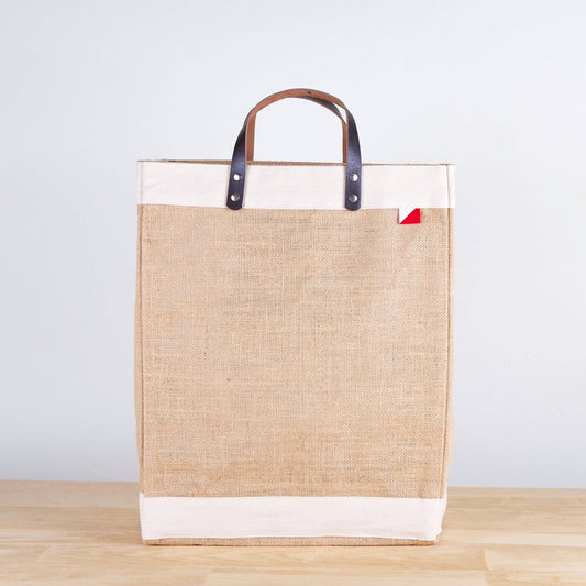 Jute and Leather Market Tote Bag