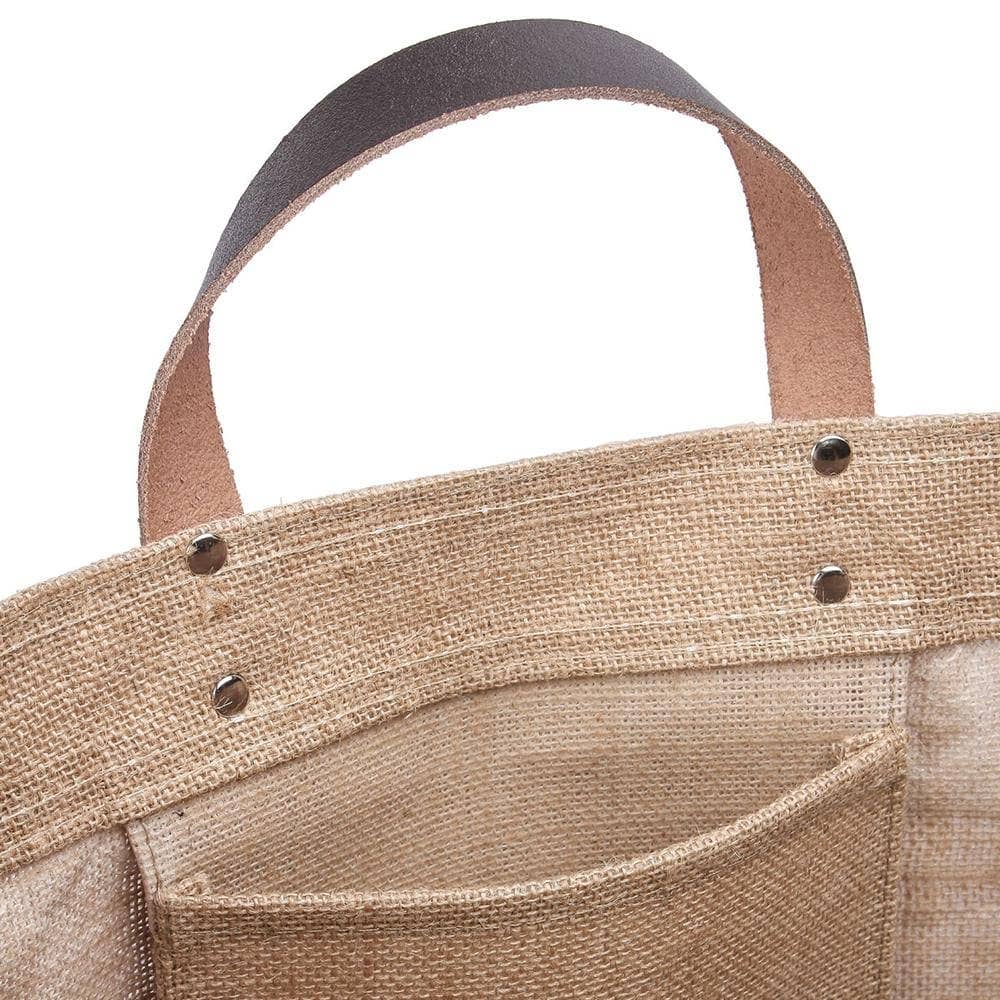 Jute and Leather Market Tote Bag
