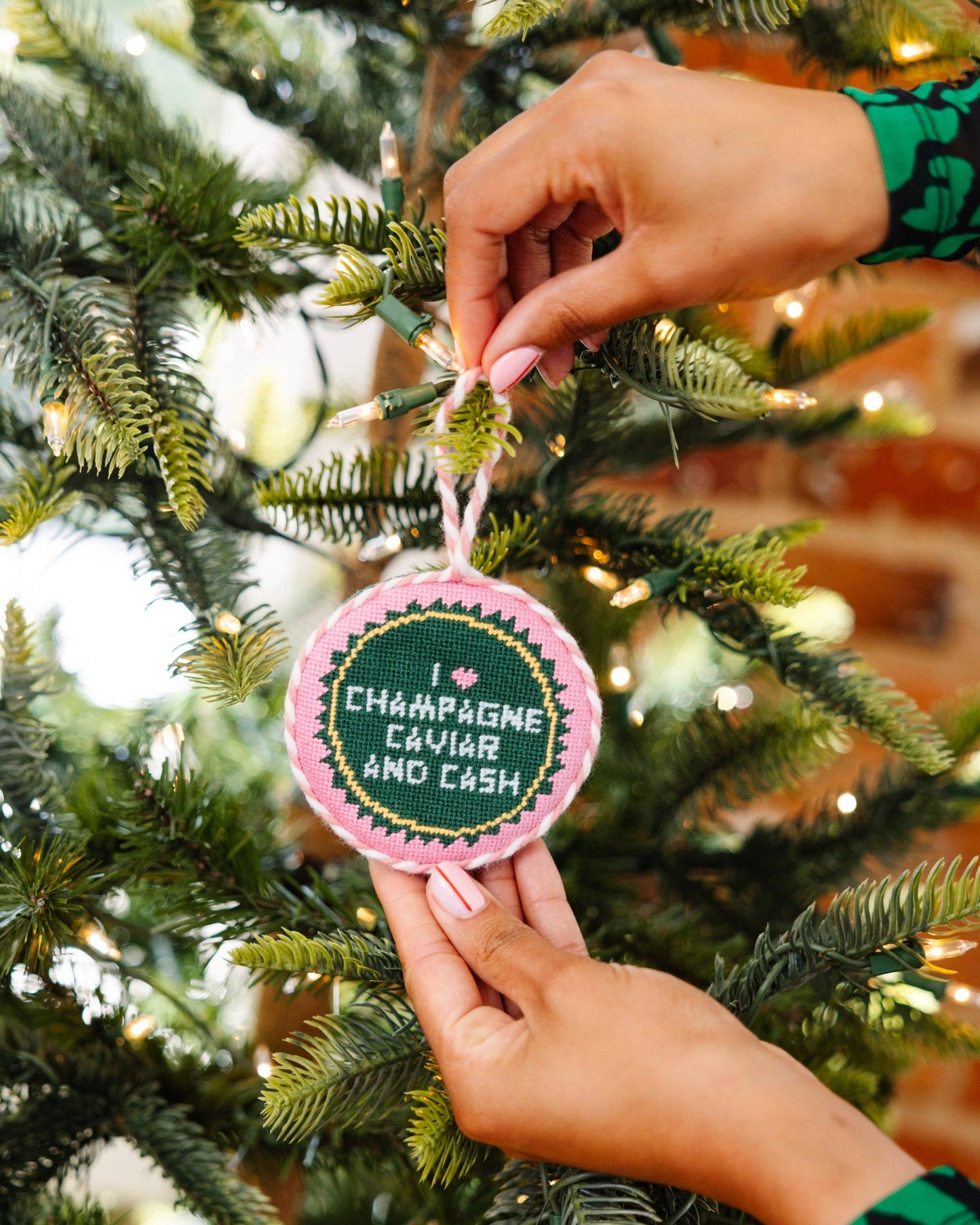 Needlepoint Ornament - Caviar Cash
