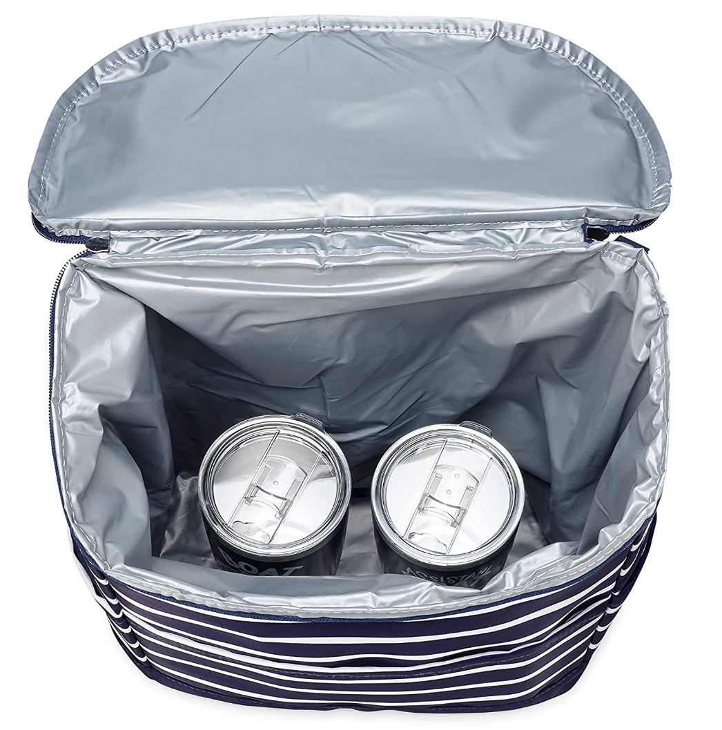 Navy Strip Backpack Cooler
