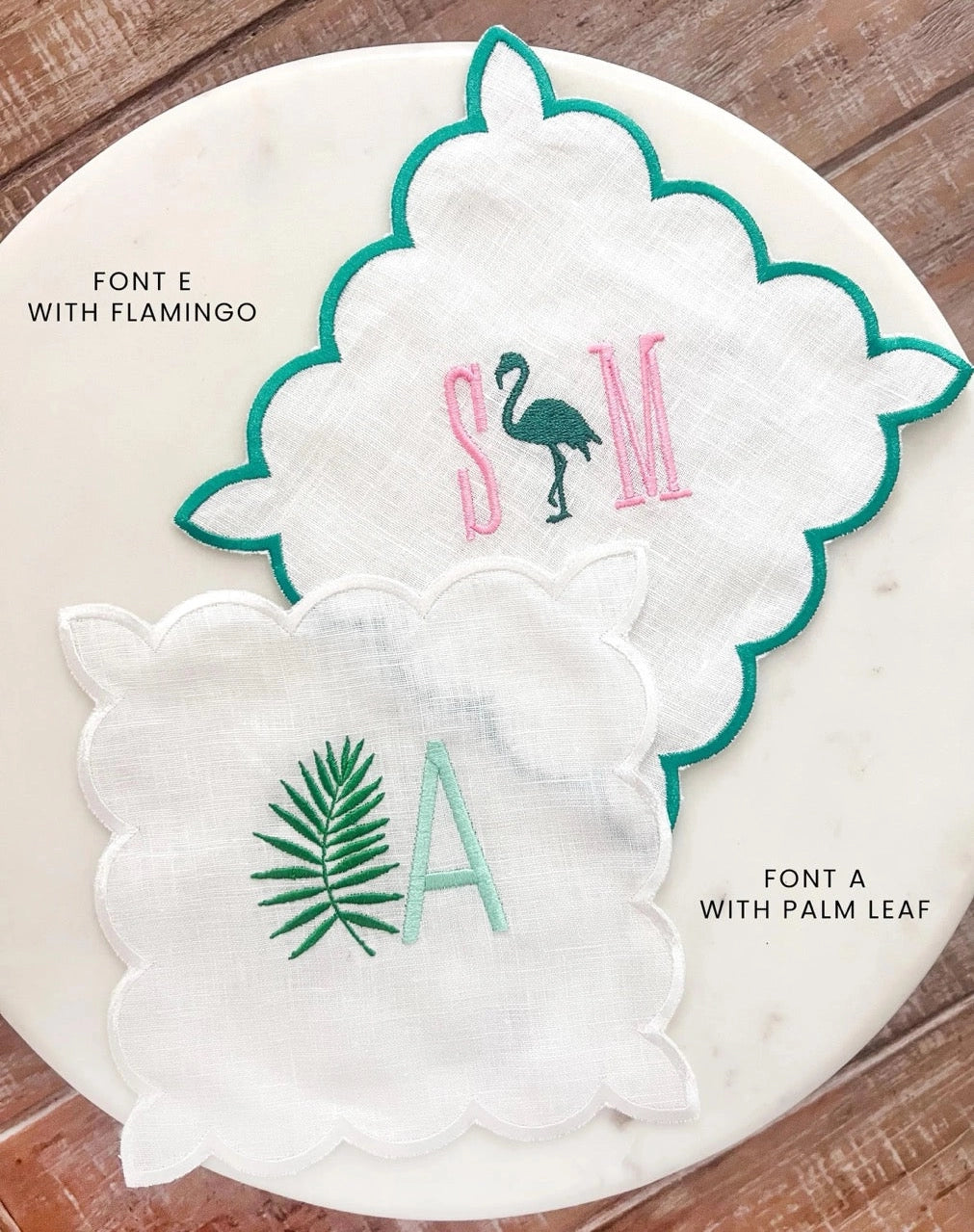 Square Scalloped Cocktail Napkins - Custom