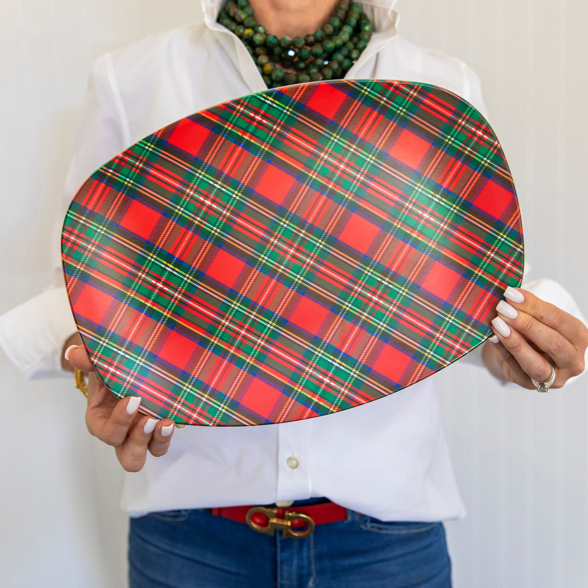WH Hostess Tartan Plaid platter lifestyle view